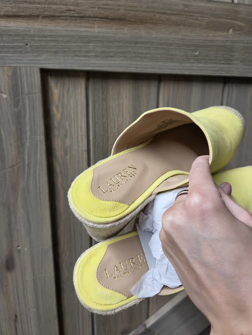 Lauren Ralph Lauren Yellow Espadrille Wedge Mule